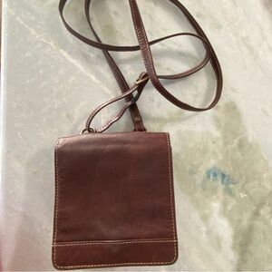 Brown Genuine Leather Small Crossbody Bag/ Wallet Combo